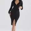 Raine Black Faux Fur Trim Dress Raine Black Faux Fur Trim Dress