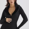 Raine Black Faux Fur Trim Dress Raine Black Faux Fur Trim Dress