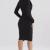 Raine Black Faux Fur Trim Dress Raine Black Faux Fur Trim Dress