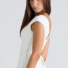 Raisa White Square Neck Twill Midi Dress Raisa White Square Neck Twill Midi Dress
