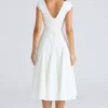 Raisa White Square Neck Twill Midi Dress Raisa White Square Neck Twill Midi Dress