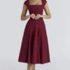 Raisa Wine Lace Back Twill Midi Dress Raisa Wine Lace Back Twill Midi Dress