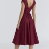 Raisa Wine Lace Back Twill Midi Dress Raisa Wine Lace Back Twill Midi Dress