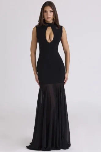 Raphaella Black Keyhole Maxi Dress