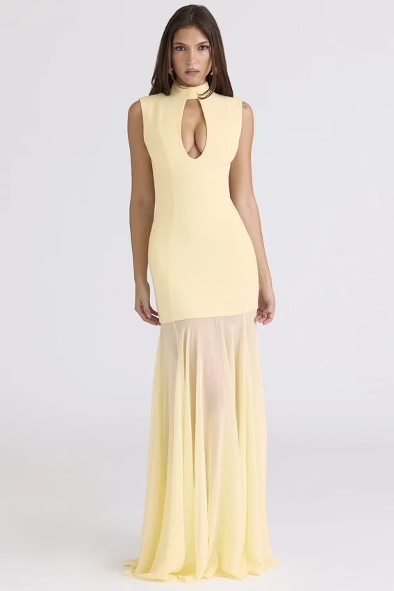 Raphaella Butter Yellow Keyhole Maxi Dress Raphaella Butter Yellow Keyhole Maxi Dress