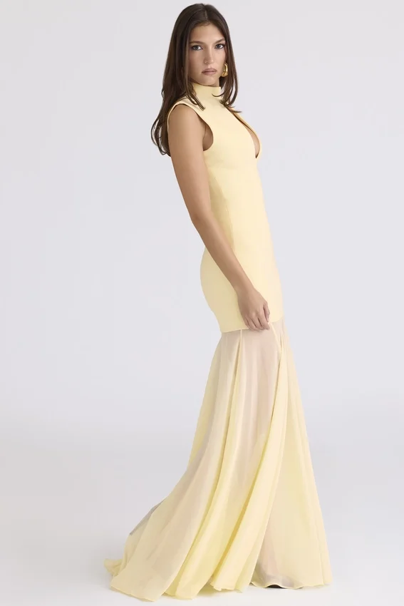 Raphaella Butter Yellow Keyhole Maxi Dress Raphaella Butter Yellow Keyhole Maxi Dress