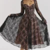 Raquel Black Lace Corset Midi Dress Raquel Black Lace Corset Midi Dress