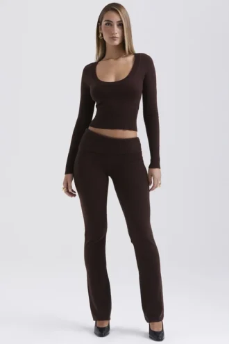 Raquel Chocolate Cashmere Blend Scoop Neck Top Raquel Chocolate Cashmere Blend Scoop Neck Top