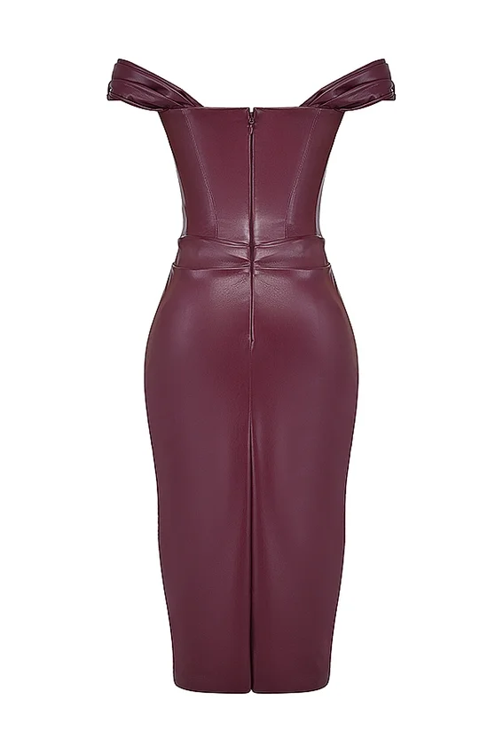 Raven Mulberry Vegan Leather Corset Dress Raven Mulberry Vegan Leather Corset Dress