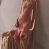 Reine Rose Real Silk Ruffle Midi Dress Reine Rose Real Silk Ruffle Midi Dress