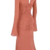 Reine Rose Real Silk Ruffle Midi Dress Reine Rose Real Silk Ruffle Midi Dress