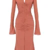 Reine Rose Real Silk Ruffle Midi Dress Reine Rose Real Silk Ruffle Midi Dress