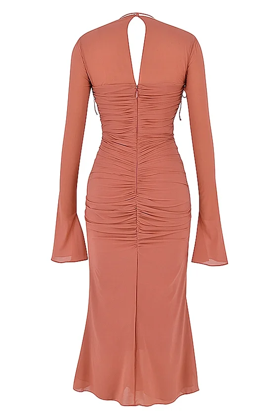 Reine Rose Real Silk Ruffle Midi Dress Reine Rose Real Silk Ruffle Midi Dress