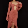 Reine Rose Real Silk Ruffle Midi Dress Reine Rose Real Silk Ruffle Midi Dress