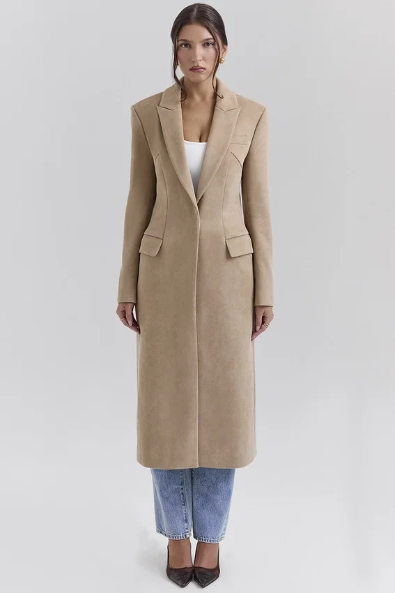 Remi Camel Single Breasted Long Coat Remi Camel Single Breasted Long Coat