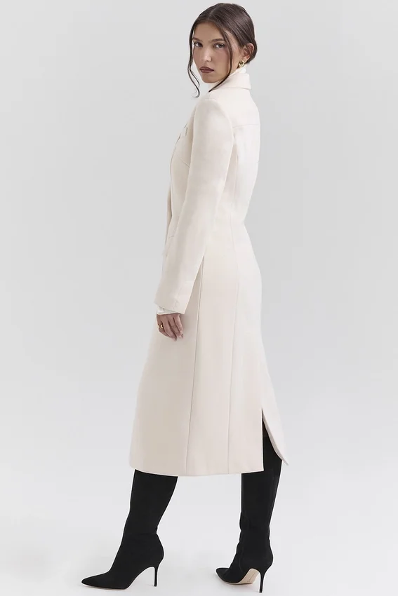 Remi Ivory Single Breasted Long Coat Remi Ivory Single Breasted Long Coat