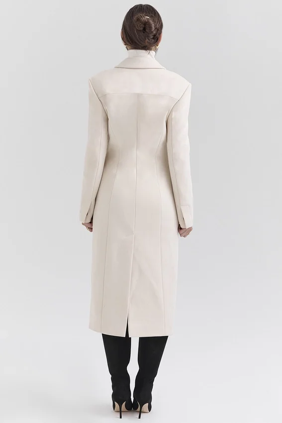 Remi Ivory Single Breasted Long Coat Remi Ivory Single Breasted Long Coat