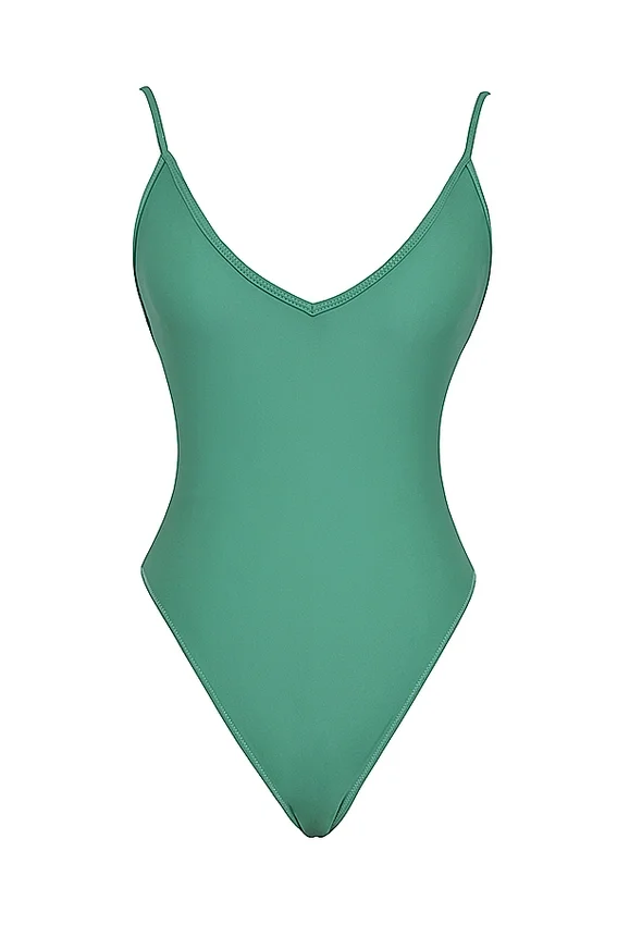 Rhodes Eucalyptus Plunge One Piece Swimsuit Rhodes Eucalyptus Plunge One Piece Swimsuit