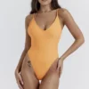 Rhodes Light Orange Plunge One Piece Swimsuit