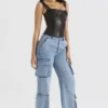 Ria Blue Washed Utility Jeans