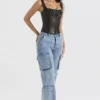 Ria Blue Washed Utility Jeans