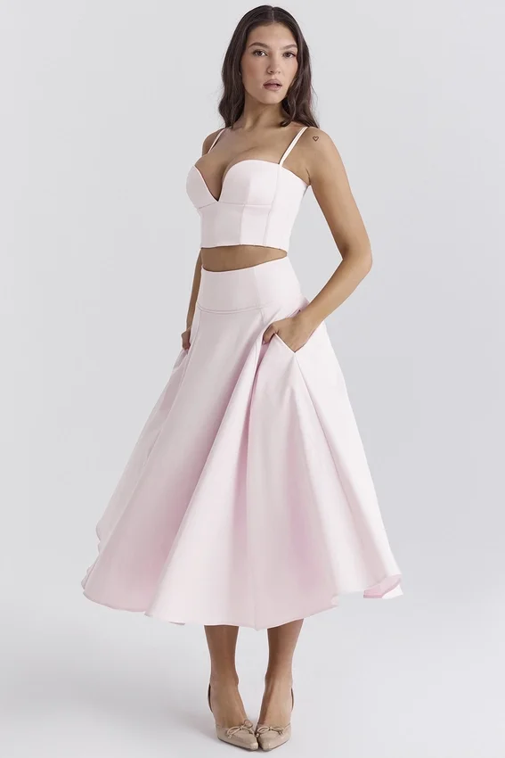 Rita Ballerina Pink A-Line Midi Skirt Rita Ballerina Pink A-Line Midi Skirt