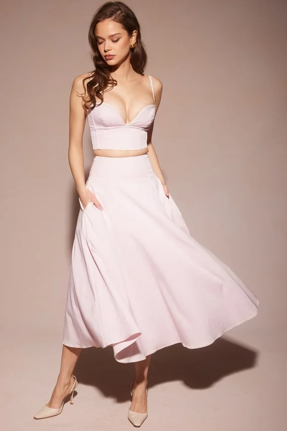 Rita Ballerina Pink A-Line Midi Skirt Rita Ballerina Pink A-Line Midi Skirt