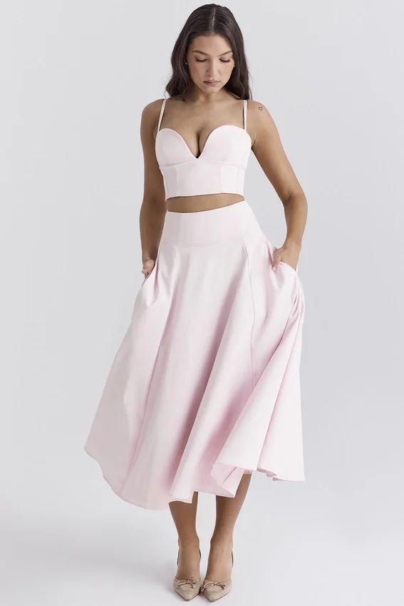 Rita Ballerina Pink A-Line Midi Skirt Rita Ballerina Pink A-Line Midi Skirt