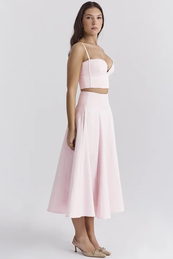 Rita Ballerina Pink A-Line Midi Skirt Rita Ballerina Pink A-Line Midi Skirt