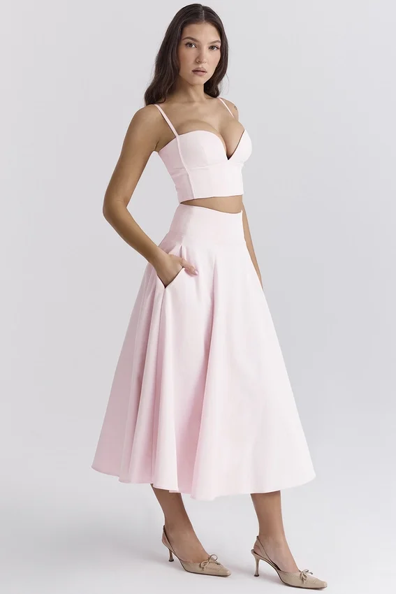 Rita Ballerina Pink A-Line Midi Skirt Rita Ballerina Pink A-Line Midi Skirt
