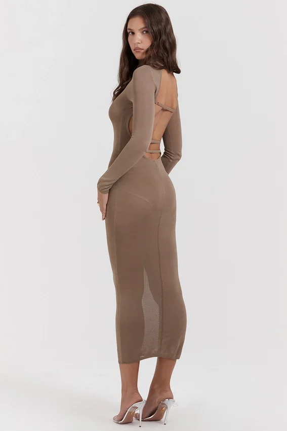 Roberta Tan Knit Midi Dress Roberta Tan Knit Midi Dress