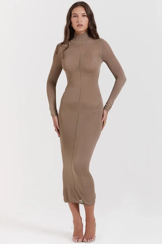 Roberta Tan Knit Midi Dress Roberta Tan Knit Midi Dress
