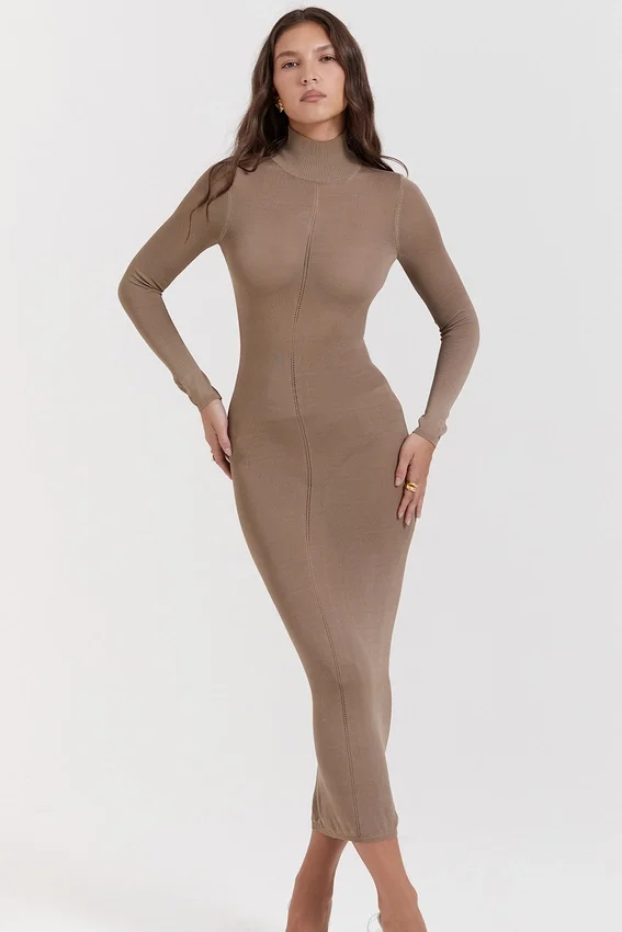 Roberta Tan Knit Midi Dress Roberta Tan Knit Midi Dress