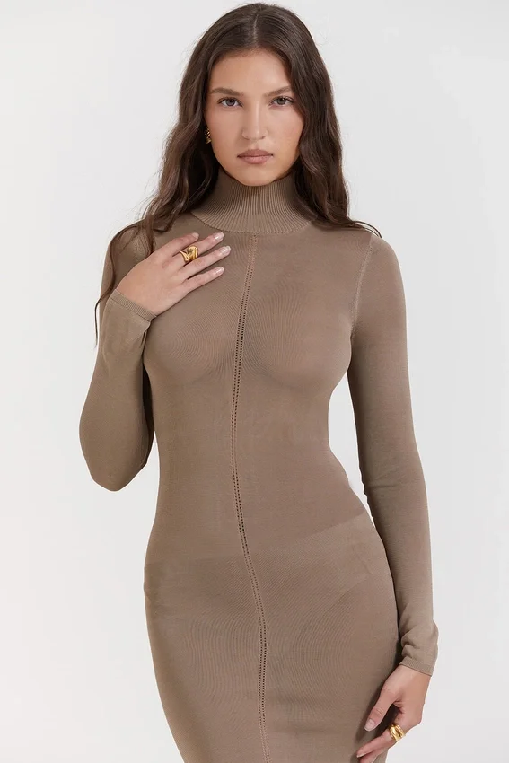 Roberta Tan Knit Midi Dress Roberta Tan Knit Midi Dress