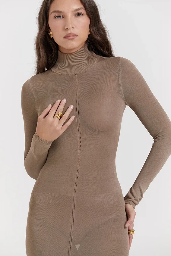 Roberta Tan Knit Midi Dress Roberta Tan Knit Midi Dress