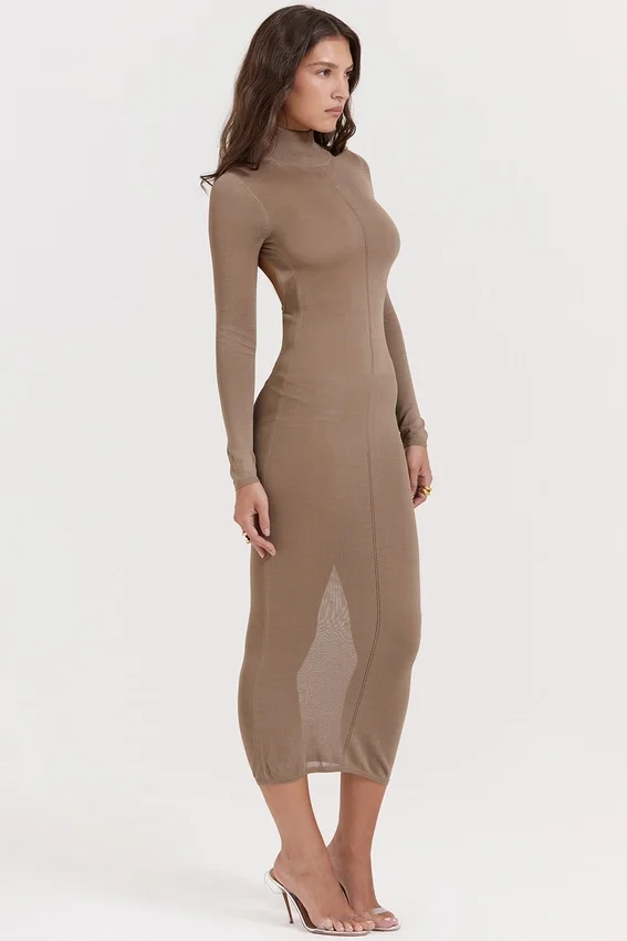 Roberta Tan Knit Midi Dress Roberta Tan Knit Midi Dress