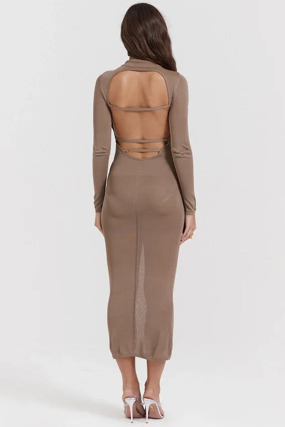 Roberta Tan Knit Midi Dress Roberta Tan Knit Midi Dress