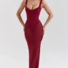 Robina Wine Stretch Mesh Maxi Dress Robina Wine Stretch Mesh Maxi Dress