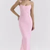 Romola Pink Stretch Mesh Butterfly Maxi Dress Romola Pink Stretch Mesh Butterfly Maxi Dress