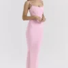 Romola Pink Stretch Mesh Butterfly Maxi Dress Romola Pink Stretch Mesh Butterfly Maxi Dress