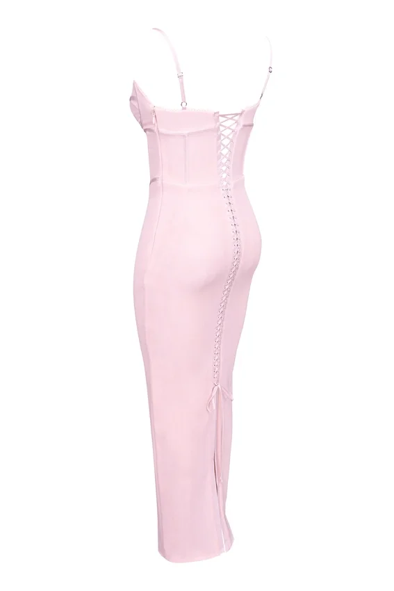 Romy Pink Mesh Bodycon Maxi Dress Romy Pink Mesh Bodycon Maxi Dress