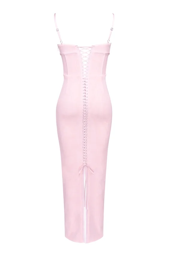 Romy Pink Mesh Bodycon Maxi Dress Romy Pink Mesh Bodycon Maxi Dress