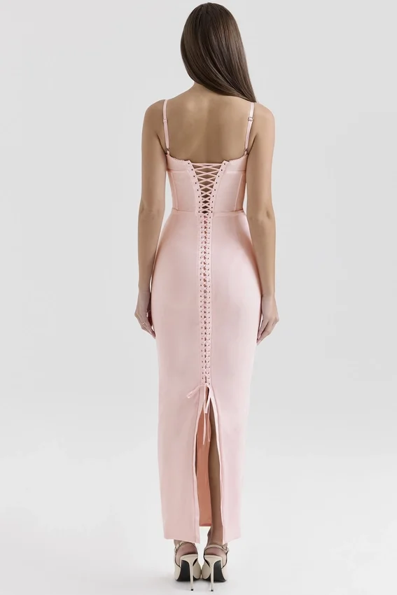 Romy Pink Mesh Bodycon Maxi Dress Romy Pink Mesh Bodycon Maxi Dress