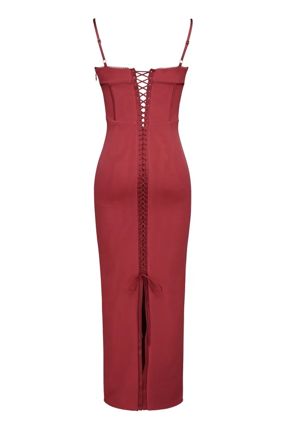 Romy Wine Mesh Bodycon Maxi Dress Romy Wine Mesh Bodycon Maxi Dress