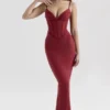 Romy Wine Mesh Bodycon Maxi Dress Romy Wine Mesh Bodycon Maxi Dress