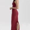 Romy Wine Mesh Bodycon Maxi Dress Romy Wine Mesh Bodycon Maxi Dress