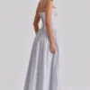 Rona Blue Wildflower Print Cotton Lace Up Maxi Dress Rona Blue Wildflower Print Cotton Lace Up Maxi Dress