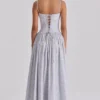 Rona Blue Wildflower Print Cotton Lace Up Maxi Dress Rona Blue Wildflower Print Cotton Lace Up Maxi Dress