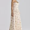 Rona Ivory Vintage Rose Print Cotton Maxi Dress Rona Ivory Vintage Rose Print Cotton Maxi Dress