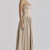 Rona Taupe Cotton Corset Maxi Dress Rona Taupe Cotton Corset Maxi Dress